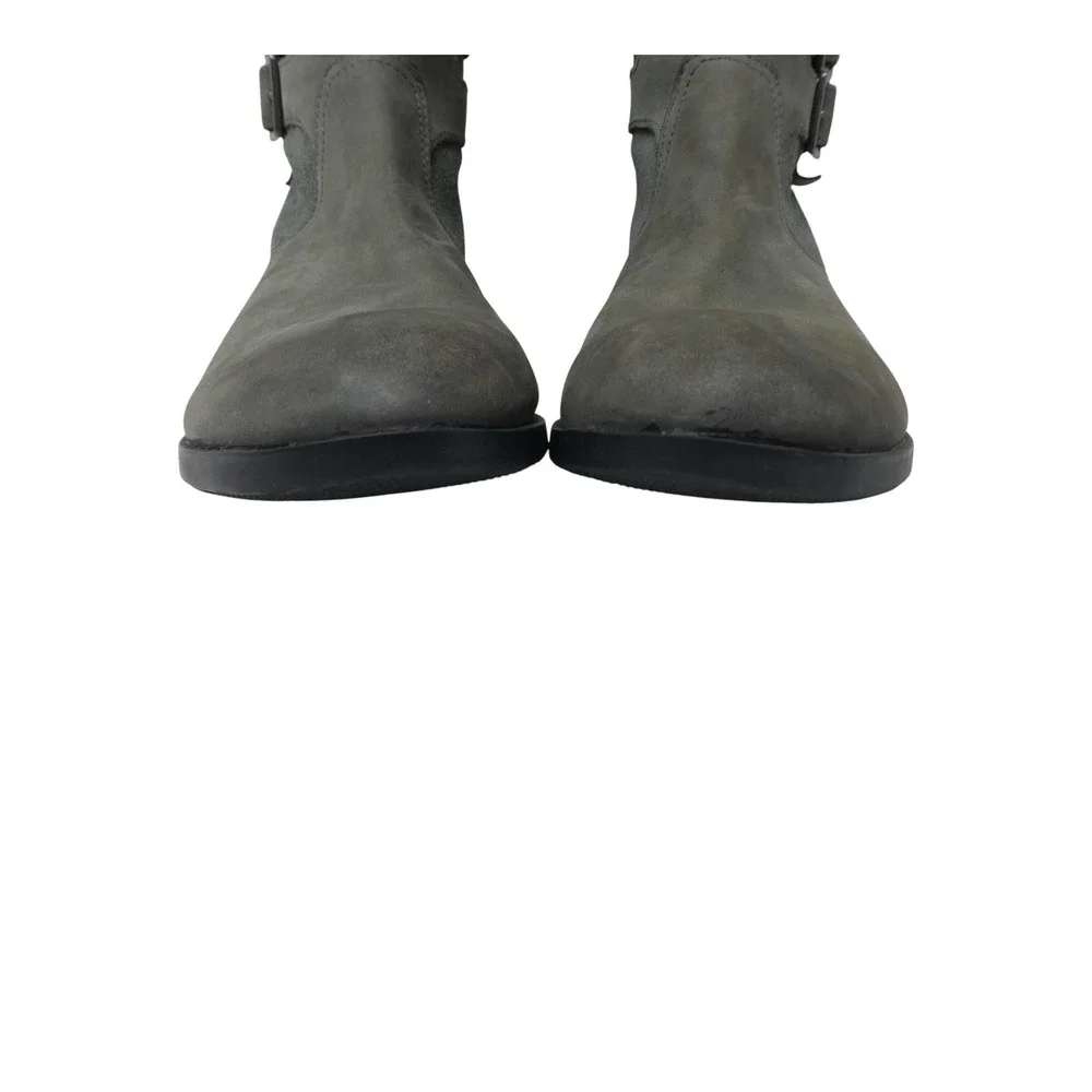 Sorel Emelie Tall Boot Women 8.5 Gray Leather Suede Waterproof Buckle